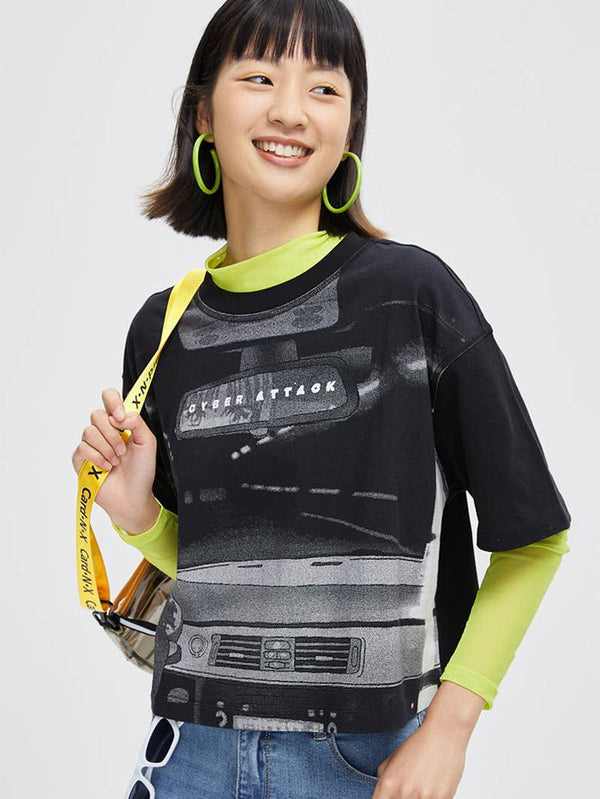 Women's Double Layers T-Shirt With Print