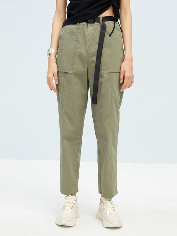 Women's Flowy Plain Pants With Cropped Legs