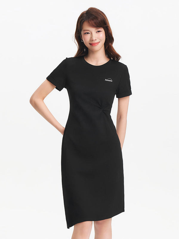 Women's Asymmetric Dress With Tiny Embroidery