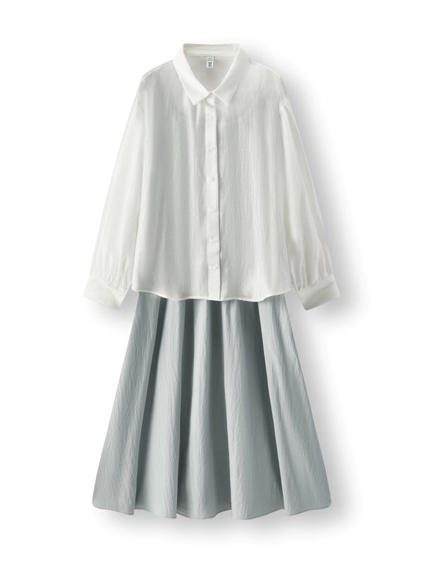 Women's Simple Two-Piece Dress With Outer Shirt
