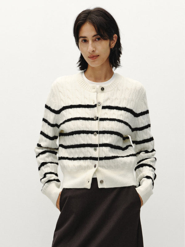 Women's Striped Knitted Cardigan
