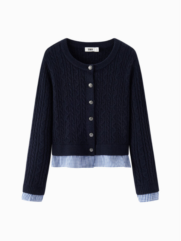 Women's Knitted Cardigan with Layered Hem