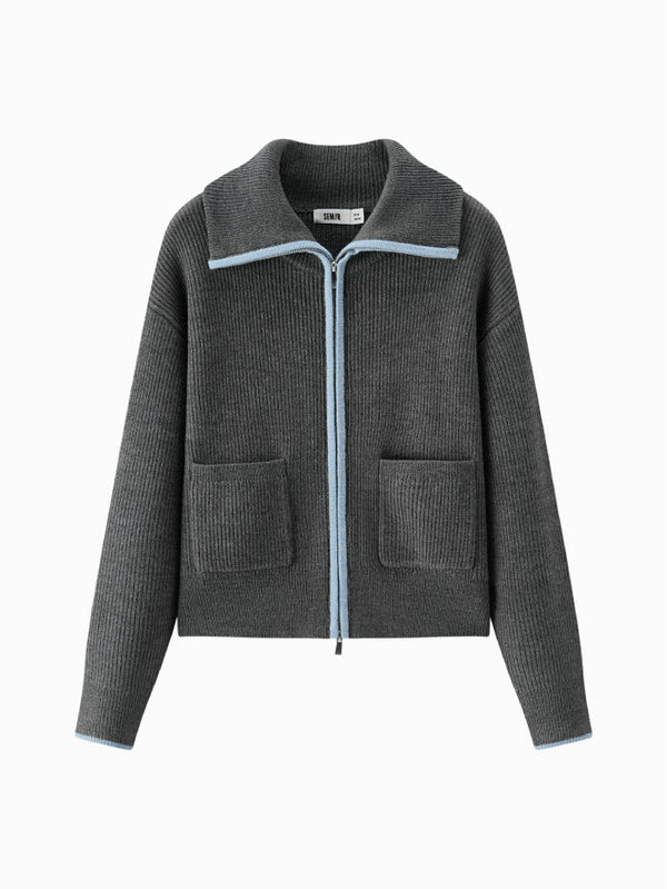 Women's Knitted Zip Up Cardigan with Pockets
