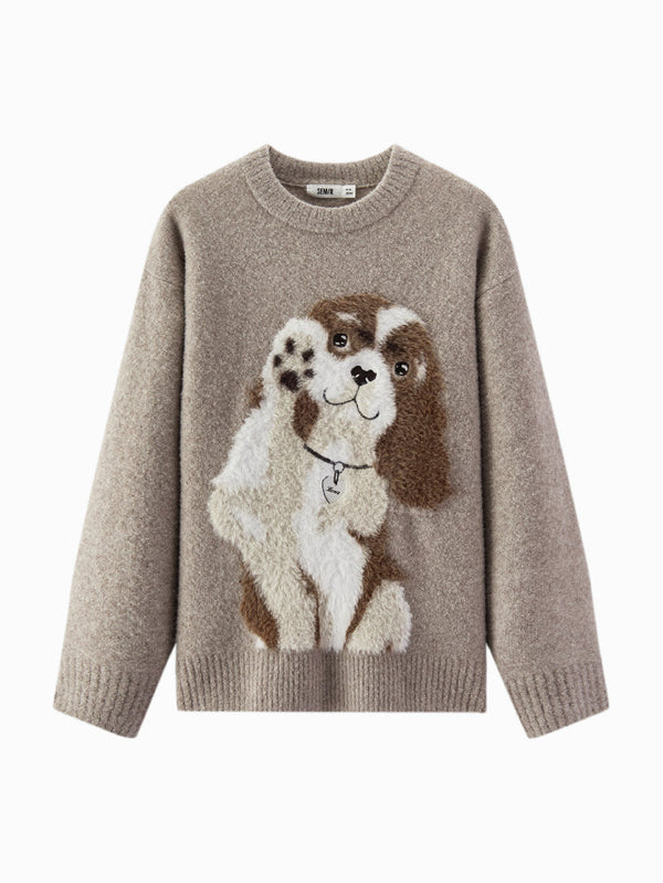 كنزة محبوكة بطبعة أمامية للنساء