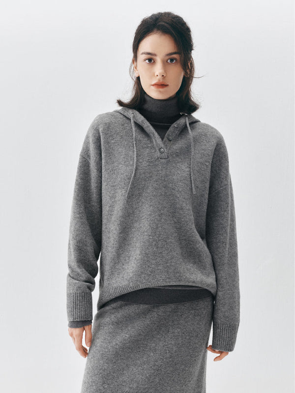 هودي محبوك بتفاصيل أزرار للنساء