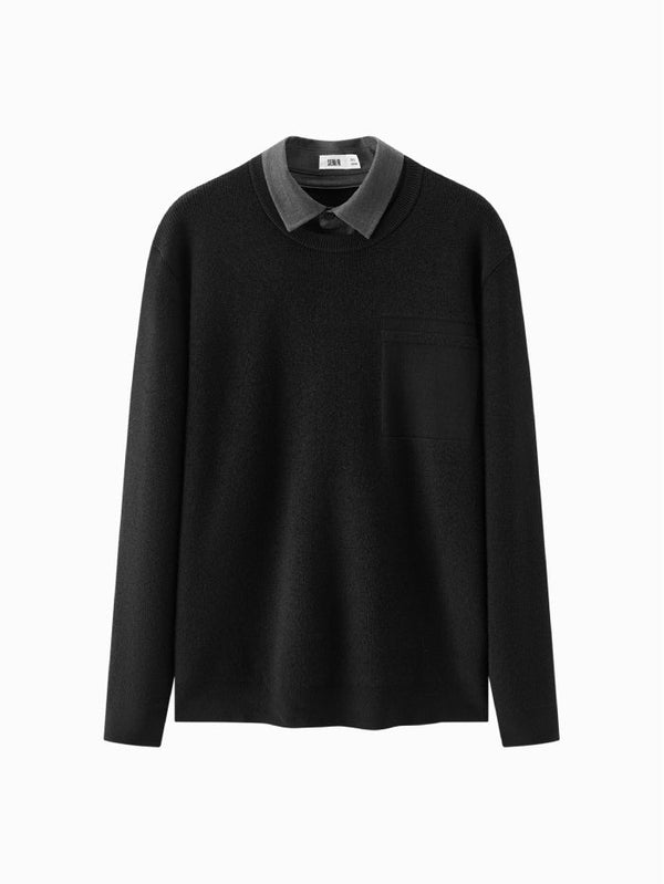 بلوفر محبوك بتفصيلة ياقة قميص للرجال