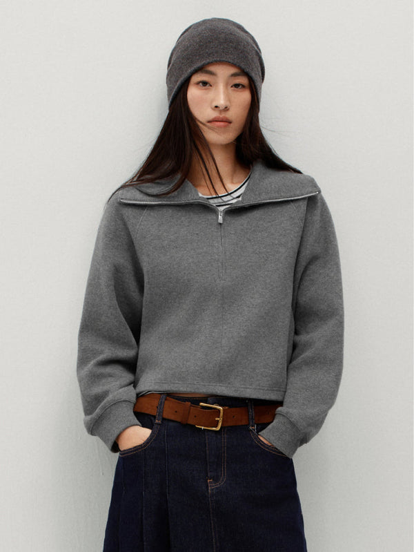 Women's Half Zip Sweatshirt with Inner Striped Tank