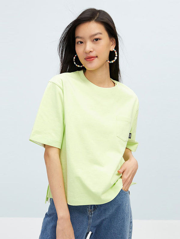 Women's Asymetric T-Shirt With Small Pocket