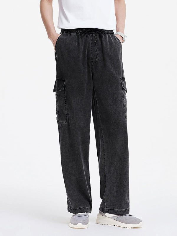 Men's Light Denim Loose Straight Trousers