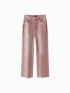 Women's Straight Wide-Leg Denim Pants with Faded Detail