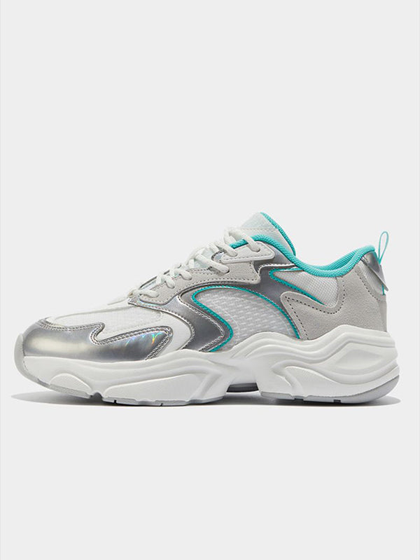 Women's Casual Sneakers With Contrast Colors And Material Details